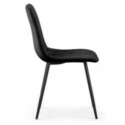 Set 4 scaune dining tapitate din catifea, capitonate Livo, 46x44x87 cm, maxim 130 kg, negru