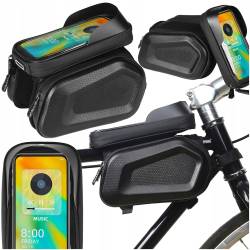 Borseta pentru bicicleta, impermeabila, cu husa pentru telefon, montare pe bara, 20x17x15cm
