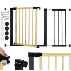 Poarta de siguranta Safety Gate pentru scari, ajustabila, din lemn cu structura otel, 103-110cm, negru maro