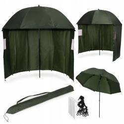 Umbrela pescuit 200x220 cm, cu perete lateral detasabil si ferestre, reglabil pe inaltime si unghi, otel si Oxford impermeabil, verde