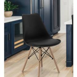 Set 4 scaune de bucatarie, design scandinav modern, sezut cu burete, negru