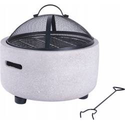 Semineu de exterior pentru terasa sau gradina din placa de magneziu, cu grill pentru gratar, 43x43x39cm