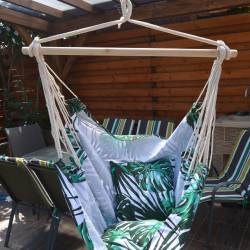 Hamac tip leagan suspendat pentru casa sau gradina, floral, 130x100cm, 150kg