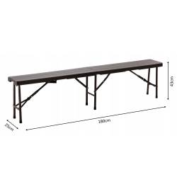 Banca pliabila pentru gradina sau catering, HDPDE, 180x25x43cm, maro