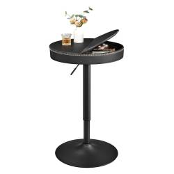 VASAGLE Masa de bar neagra, 59x59x(83-105) cm – inaltime reglabila, compartiment de depozitare
