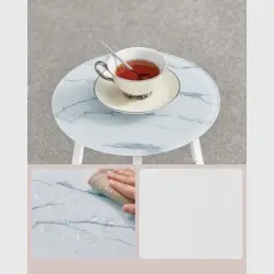 VASAGLE Masuta rotunda tip noptiera, blat din sticla si raft inferior din PAL, cadru metalic, 30x30x55 cm, alb