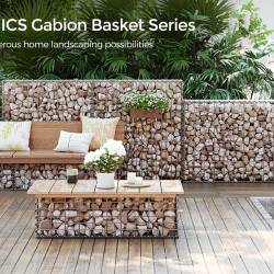 SONGMICS Cos de gabioane pentru pietre, otel galvanizat, 100x50x30cm, argintiu