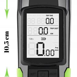 Far bicicleta 3 in 1, 2x LED 5 Wati, claxon, vitezometru, distanta, acumulator 4000mAh, USB, rezistent la apa