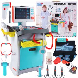 Set de joaca, carucior medical cu aparatura si instrumente, cu sunete si lumini