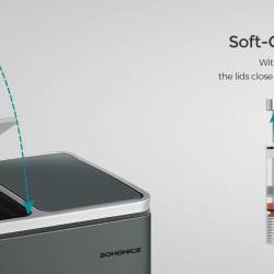 SONGMICS Cos de gunoi din inox cu 2 compartimente colectare selectiva, cu galeti interioare, 2x15litri, gri