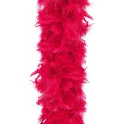Ghirlanda pentru decor sau bradul de Craciun, model puf si pene, rosu intens, 180cm