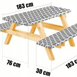 Husa pentru set mobilier gradina, 1 masa si 2 banci, impermeabila, 76x183cm, gri