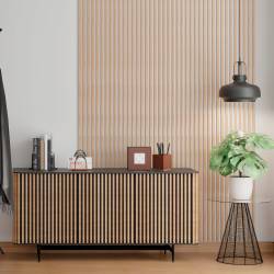 Cuier hol metalic 178 cm, 12 carlige, design minimalist, negru