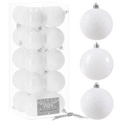 Set globuri de Craciun, 20 bucati, 6 cm, alb perlat