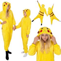 Pijama tip salopeta pentru adulti, model Pikachu, marime M