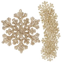 Decoratiune brad fulg de zapada, set 8 bucati, 8 cm, auriu