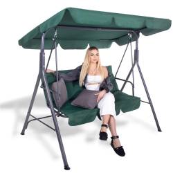 Leagan Balansoar Sersimo Luna cu Pernite pentru Terasa sau Gradina, 3 locuri, 220kg, verde