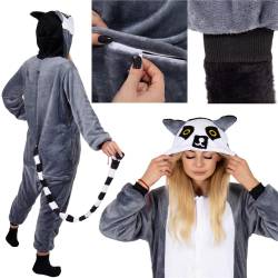 Pijama tip salopeta pentru adulti, model Lemur, marime M