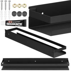Raft de baie cu 2 sisteme instalare pe perete, aluminiu, 50x10x6cm, negru