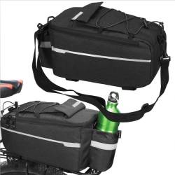 Geanta portbagaj bicicleta, 1 compartiment si 2 buzunare laterale, 38x14x16cm, negru cu elemente reflectorizante gri