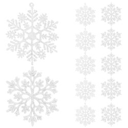 Decoratiune brad fulg de zapada, set 12 bucati, 9-10 cm, alb