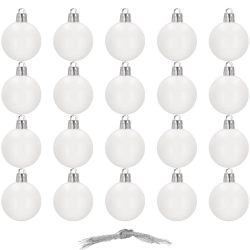 Set globuri de Craciun, 20 bucati, 3 modele, 4 cm, alb