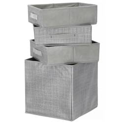 Organizator dulap tip lada cu 3 sertare, Sersimo, textil, gri