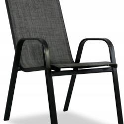 Set 2 scaune de gradina cu cadru metalic, stivuibile, 55x72x96cm, negru