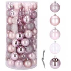 Set globuri de Craciun, 100 bucati, 6cm, roz