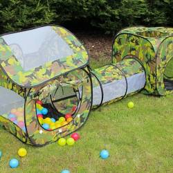 Loc de joaca 3 in 1 pentru copii,multifunctional, casuta, tunel si cort, 230x70x85cm, culoare camuflaj