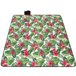 Patura pentru picnic sau plaja, cu folie izolatoare si maner, 200x300cm, floral