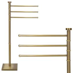 Suport cuier pentru prosoape cu 3 brate, inaltime 86cm, auriu lucios