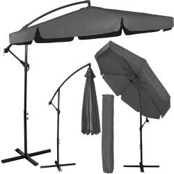Umbrela de gradina cu brat lateral banana, cu husa, 300cm, gri