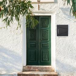 Cutie postala de exterior, pentru gard sau perete, din otel zincat, cu incuietoare, 37x11x37cm, gri inchis
