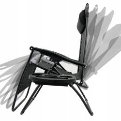 Sezlong pliabil cu parasolar SERSIMO, 85x77x150cm, Negru