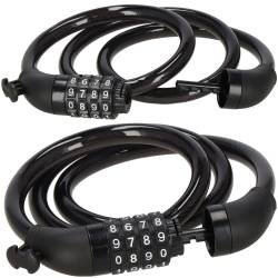 Lant antifurt bicicleta si trotineta, inchidere cifru, lungime 95 cm, Otel, Negru