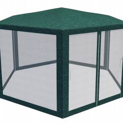 Pavilion cu plasa anti-insecte, fermoar, hexagonal, 200cm, Verde