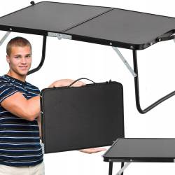 Masa pliabila metalica pentru gradina, plaja sau picnic, blat MDF, 60x42x27cm