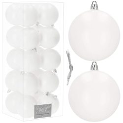 Set globuri de Craciun, 20 bucati, 8 cm, alb mat