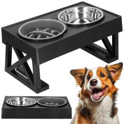 Set 2 boluri cu stand, pentru catei, inaltime si unghi reglabile, 2 x 21 cm