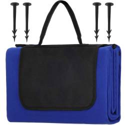 Patura pentru picnic sau plaja, cu folie izolatoare si maner, 135x150cm, albastru