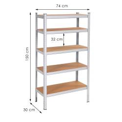 Raft cadru metalic modular pentru depozitare, 5 polite, 205x120x45cm, sarcina 1000kg