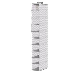 Organizator dulap Sersimo, 10 compartimente, textil, 120cm, alb gri