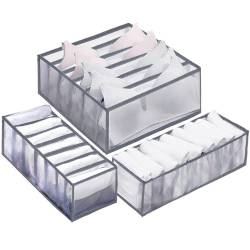 Set 3 organizatoare sertar pliabile pentru sosete/lenjerie, gri