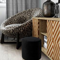 Taburet rotund, tapitat cu stofa, sarcina 100 kg, 35x40 cm, negru