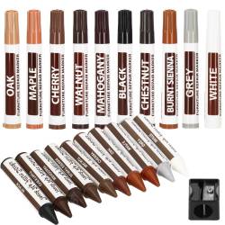 Set 20 markere si creioane de ceara pentru reparatii mobila, multicolor