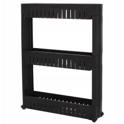 Raft ingust cu 3 niveluri, din PP, pentru baie sau bucatarie, 54x13x70 cm, negru