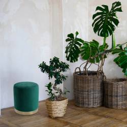 Taburet rotund, tapitat cu stofa, sarcina 100 kg, 35x40 cm, verde