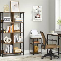 VASAGLE Biblioteca cu rafturi deschise, 8 compartimente, design industrial, 80x33x149cm, maro retro si negru