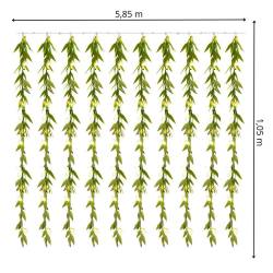 Ghirlanda luminoasa tip perdea de frunze artificiale, 285x105cm, 200 LED-uri, alb cald